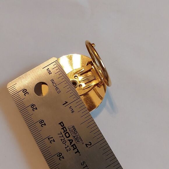 Vintage Gold Tone Inlaid 3D Flower Pattern Round Scarf Ring Clip - Picture 5 of 6